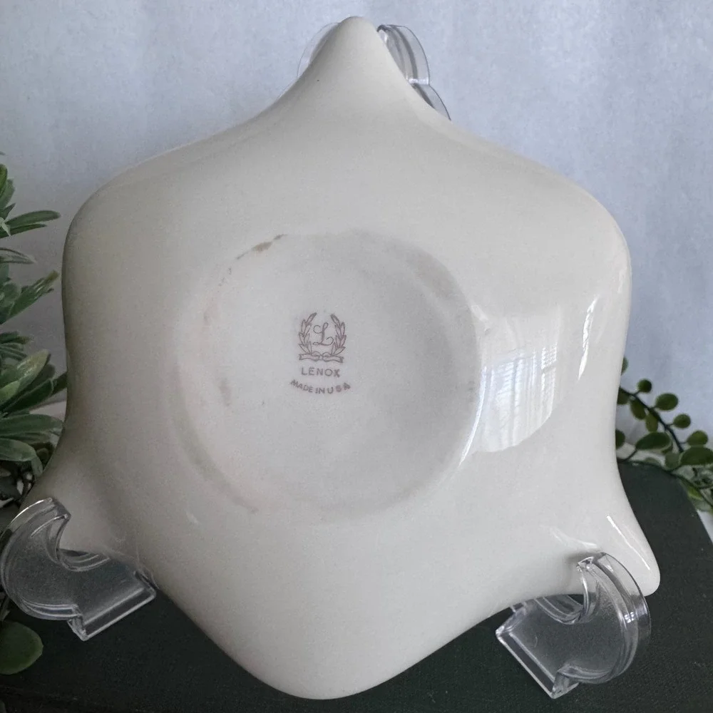 Vintage Lenox Pink Rose Trinket Dish Gold Trim Porcelain Ash Tray USA Made